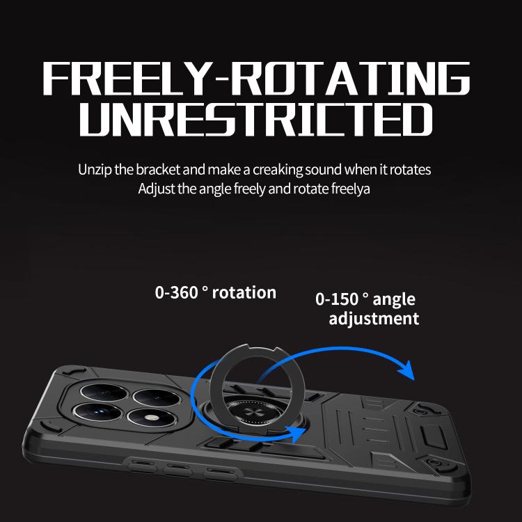For Redmi Note 14 Pro+ 5G Rotating Holder TPU Hybrid PC Phone Case