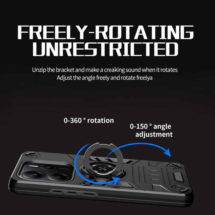 For Redmi Note 14 4G 163.25mm Rotating Holder TPU Hybrid PC Phone Case