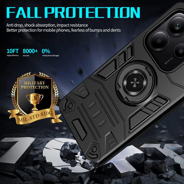 For Redmi Note 14 4G 163.25mm Rotating Holder TPU Hybrid PC Phone Case
