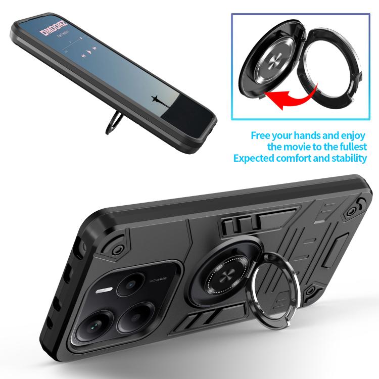 For Redmi Note 14 4G 163.25mm Rotating Holder TPU Hybrid PC Phone Case