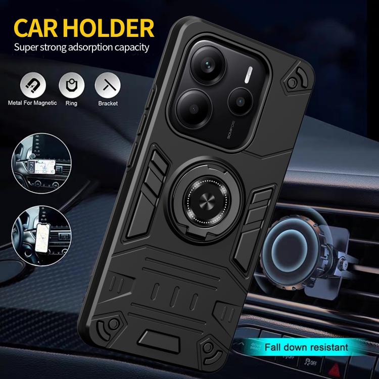 For Redmi Note 14 4G 163.25mm Rotating Holder TPU Hybrid PC Phone Case