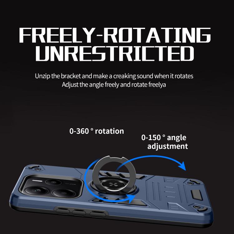 For Redmi Note 14 4G 163.25mm Rotating Holder TPU Hybrid PC Phone Case