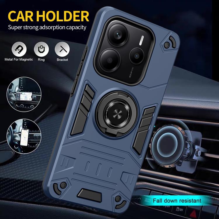 For Redmi Note 14 4G 163.25mm Rotating Holder TPU Hybrid PC Phone Case