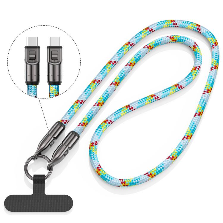 120cm 240W Type-C to Type-C Data Charging Cable Crossbody Phone Lanyard