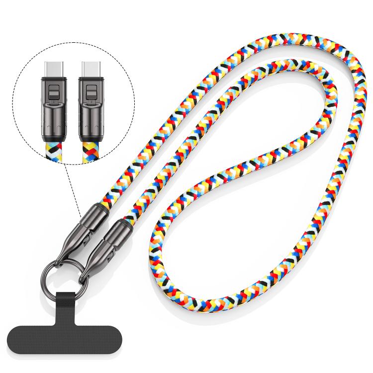 120cm 240W Type-C to Type-C Data Charging Cable Crossbody Phone Lanyard