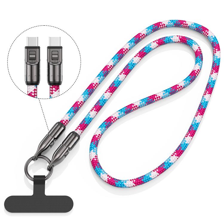 120cm 240W Type-C to Type-C Data Charging Cable Crossbody Phone Lanyard