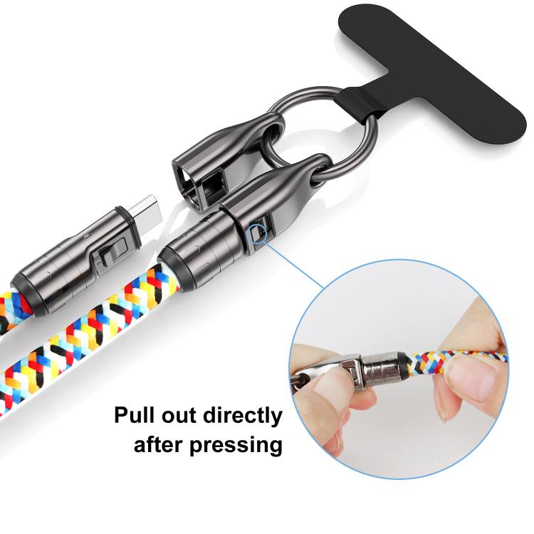 120cm 240W Type-C to Type-C Data Charging Cable Crossbody Phone Lanyard