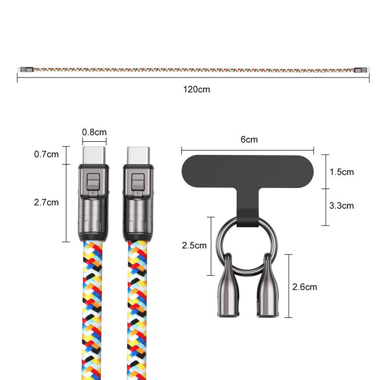 120cm 240W Type-C to Type-C Data Charging Cable Crossbody Phone Lanyard