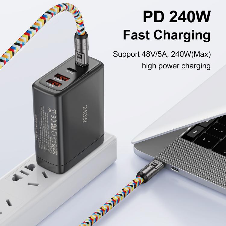 120cm 240W Type-C to Type-C Data Charging Cable Crossbody Phone Lanyard