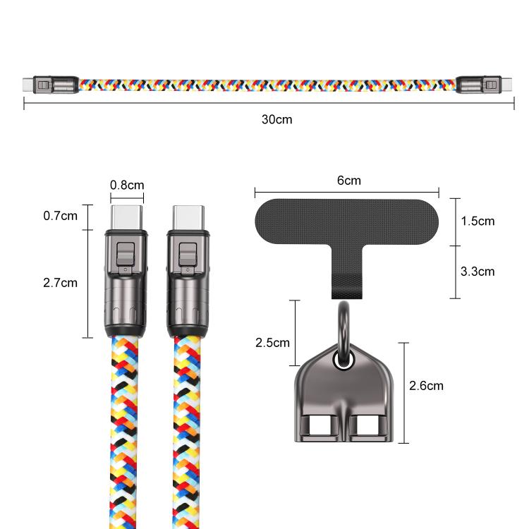 30cm 240W Type-C to Type-C Data Charging Cable Phone Anti-lost Wrist Short Strap