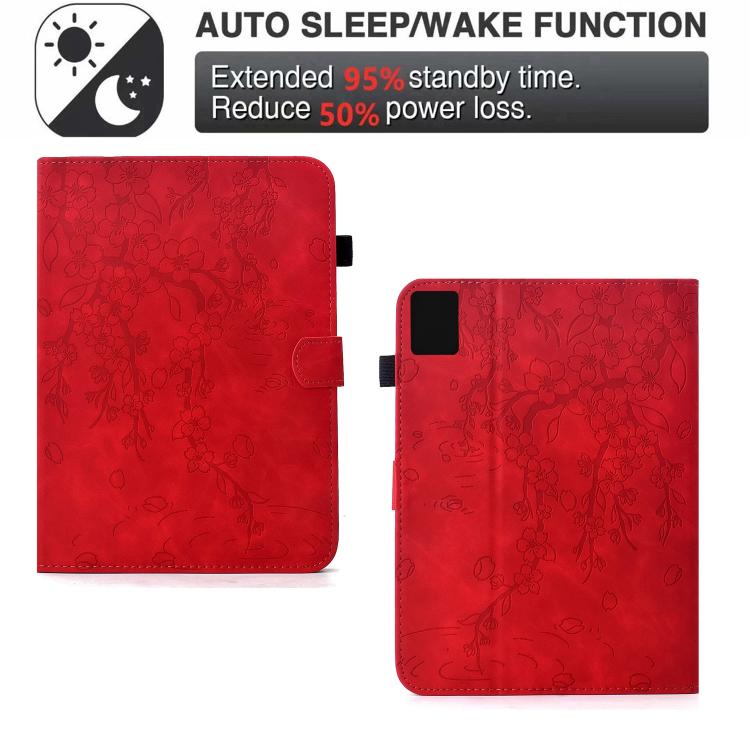 For Lenovo Tab M9 Plum Blossom Embossed Smart Leather Tablet Case