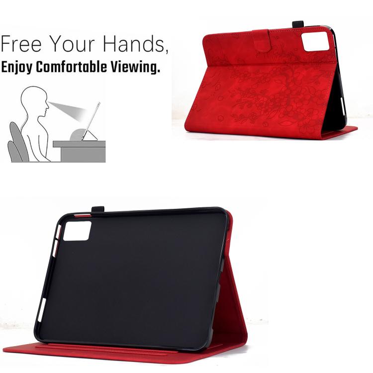 For Lenovo Tab M9 Plum Blossom Embossed Smart Leather Tablet Case