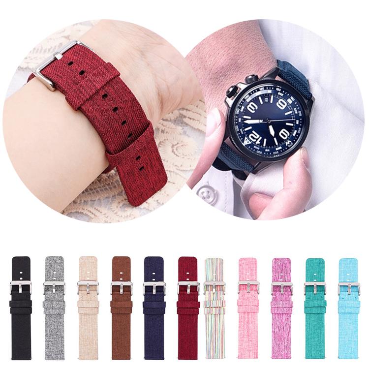 22mm Stainless Steel Pin Buckle Nylon Woven Canvas Watch Band