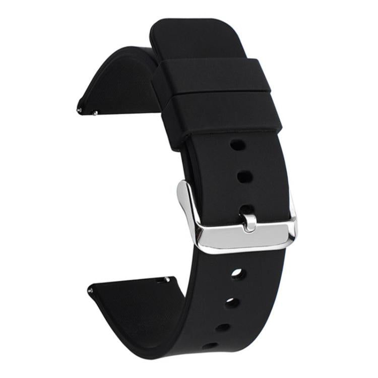 12mm Stainless Steel Silver Pin Buckle Solid Color Silicone Waterproof Watch Band