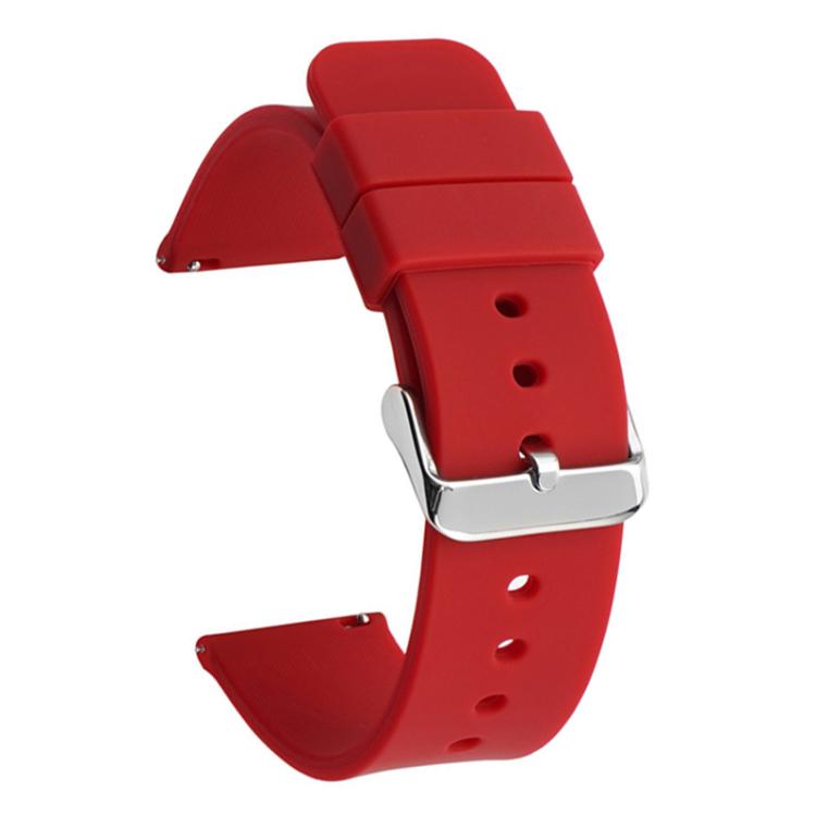12mm Stainless Steel Silver Pin Buckle Solid Color Silicone Waterproof Watch Band
