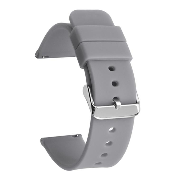 12mm Stainless Steel Silver Pin Buckle Solid Color Silicone Waterproof Watch Band