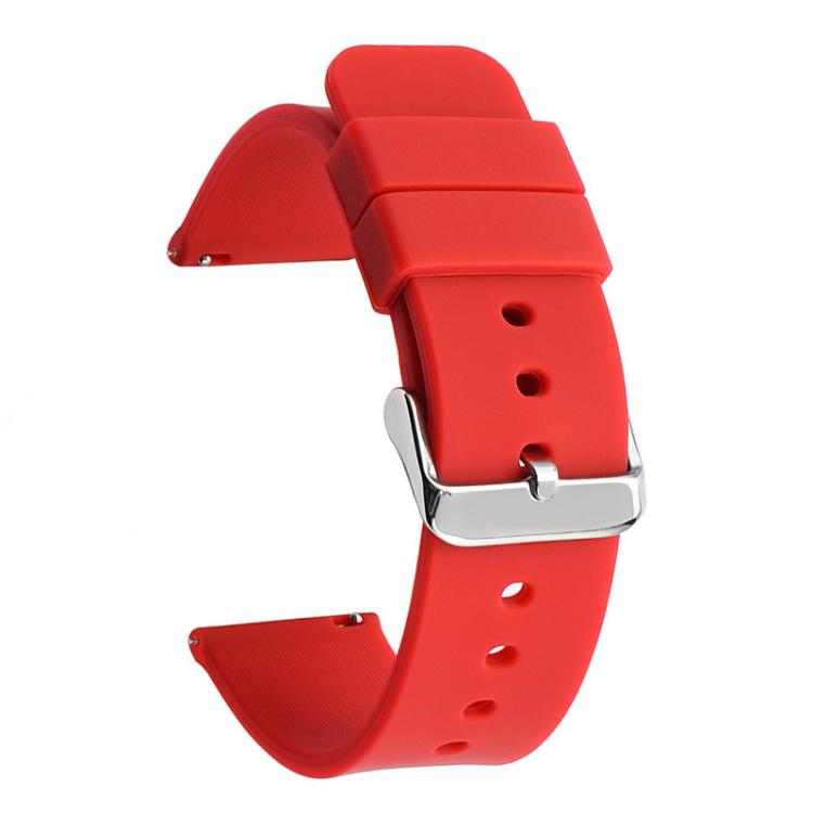 12mm Stainless Steel Silver Pin Buckle Solid Color Silicone Waterproof Watch Band