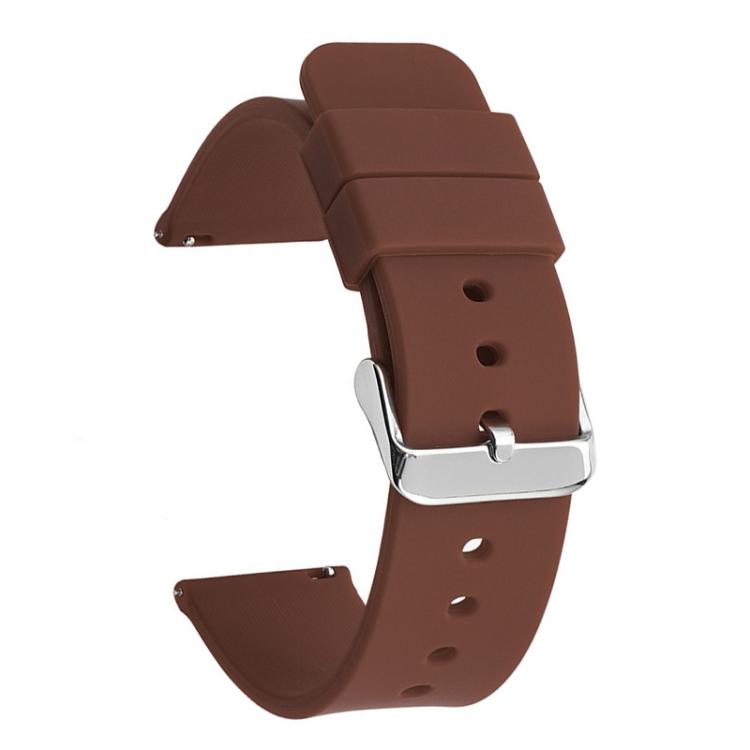 12mm Stainless Steel Silver Pin Buckle Solid Color Silicone Waterproof Watch Band