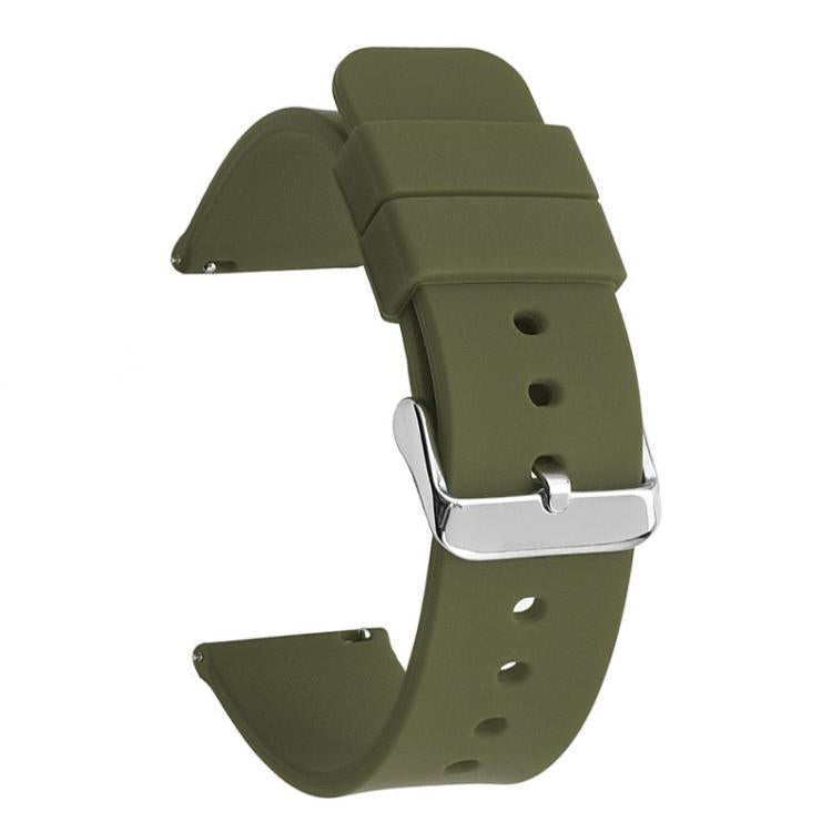 12mm Stainless Steel Silver Pin Buckle Solid Color Silicone Waterproof Watch Band