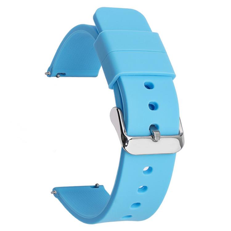 12mm Stainless Steel Silver Pin Buckle Solid Color Silicone Waterproof Watch Band