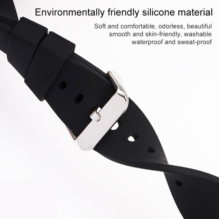 10mm Stainless Steel Silver Pin Buckle Solid Color Silicone Waterproof Watch Band