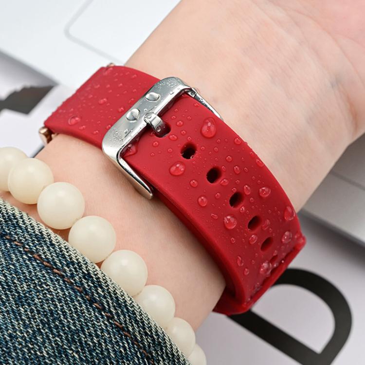 10mm Stainless Steel Silver Pin Buckle Solid Color Silicone Waterproof Watch Band
