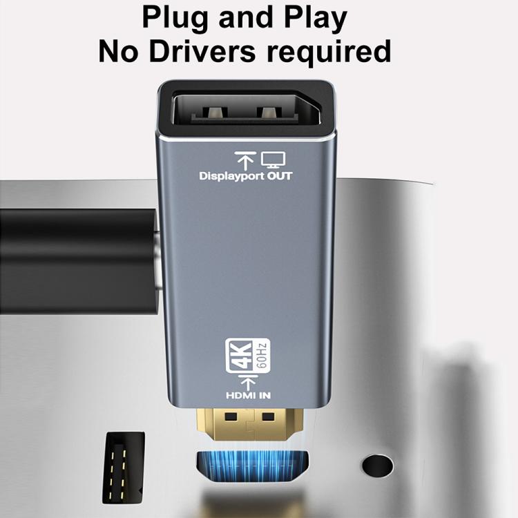 4K 60Hz HDMI Male to DP Female HD Adapter - Grey