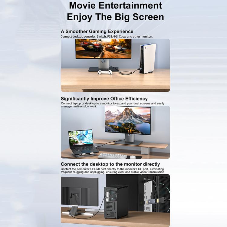 4K 60Hz HDMI Male to DP Female HD Adapter - Grey