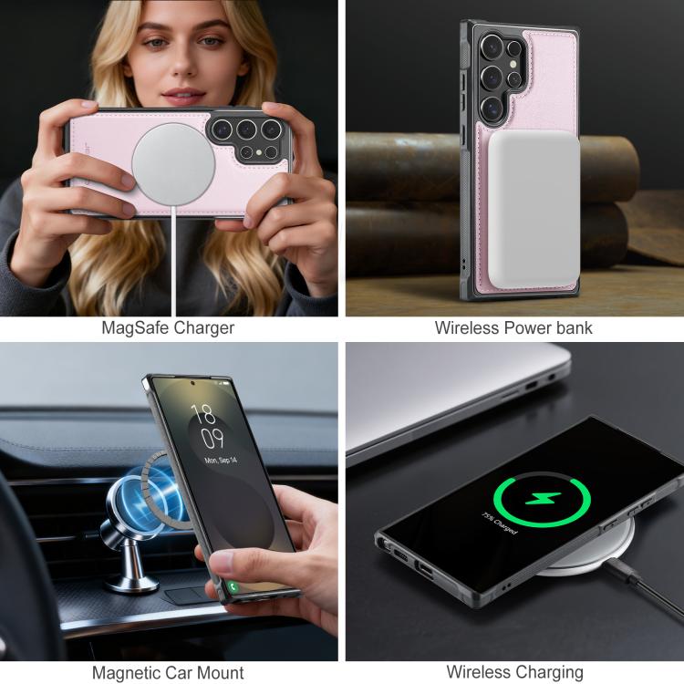 For Samsung Galaxy S25 Ultra 5G JEEHOOD J10 Flip Card Bag MagSafe Split RFID Leather Phone Case