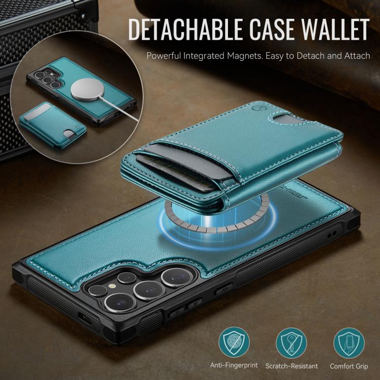 For Samsung Galaxy S25 Ultra 5G JEEHOOD J10 Flip Card Bag MagSafe Split RFID Leather Phone Case