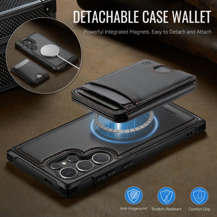 For Samsung Galaxy S25 Ultra 5G JEEHOOD J10 Flip Card Bag MagSafe Split RFID Leather Phone Case