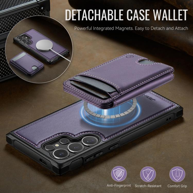 For Samsung Galaxy S24 Ultra 5G JEEHOOD J10 Flip Card Bag MagSafe Split RFID Leather Phone Case