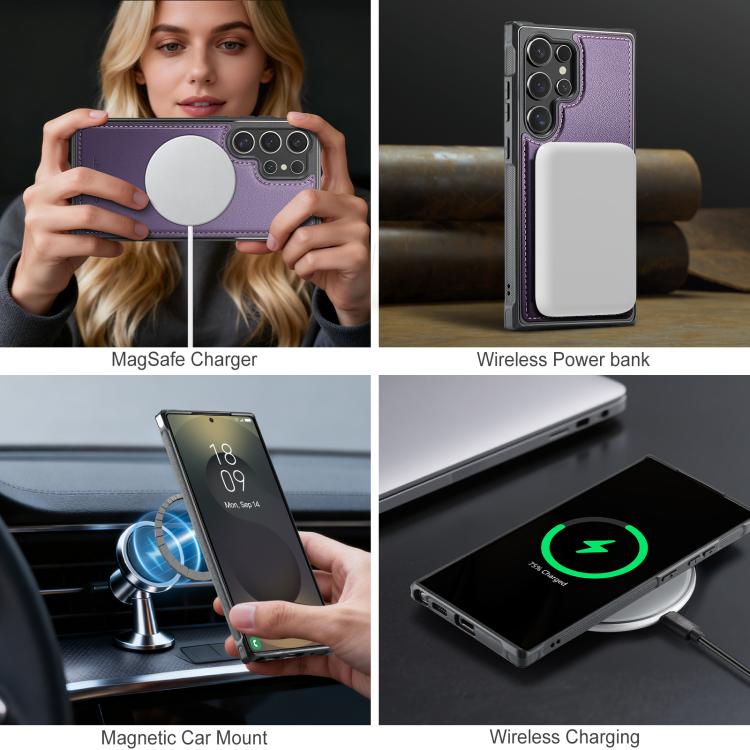 For Samsung Galaxy S24 Ultra 5G JEEHOOD J10 Flip Card Bag MagSafe Split RFID Leather Phone Case