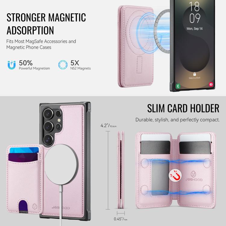 For Samsung Galaxy S24 Ultra 5G JEEHOOD J10 Flip Card Bag MagSafe Split RFID Leather Phone Case