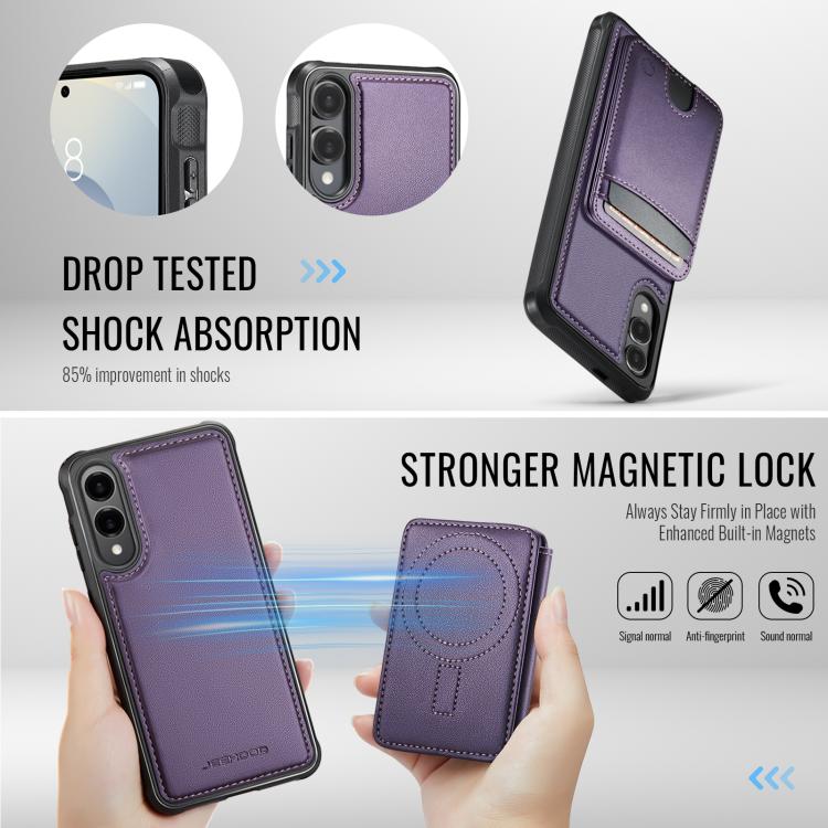 For Samsung Galaxy S25 Edge 5G JEEHOOD J10 Flip Card Bag MagSafe Split RFID Leather Phone Case