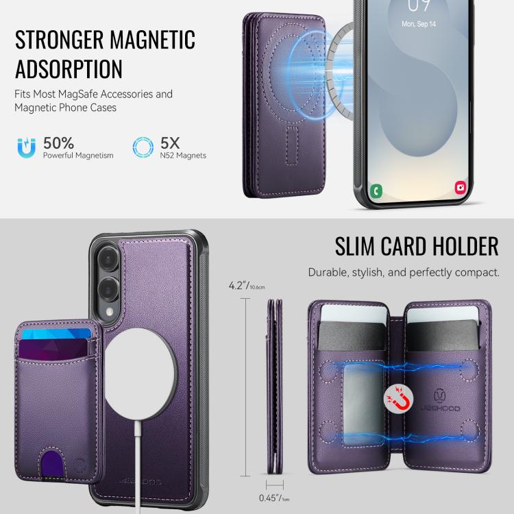 For Samsung Galaxy S25 Edge 5G JEEHOOD J10 Flip Card Bag MagSafe Split RFID Leather Phone Case