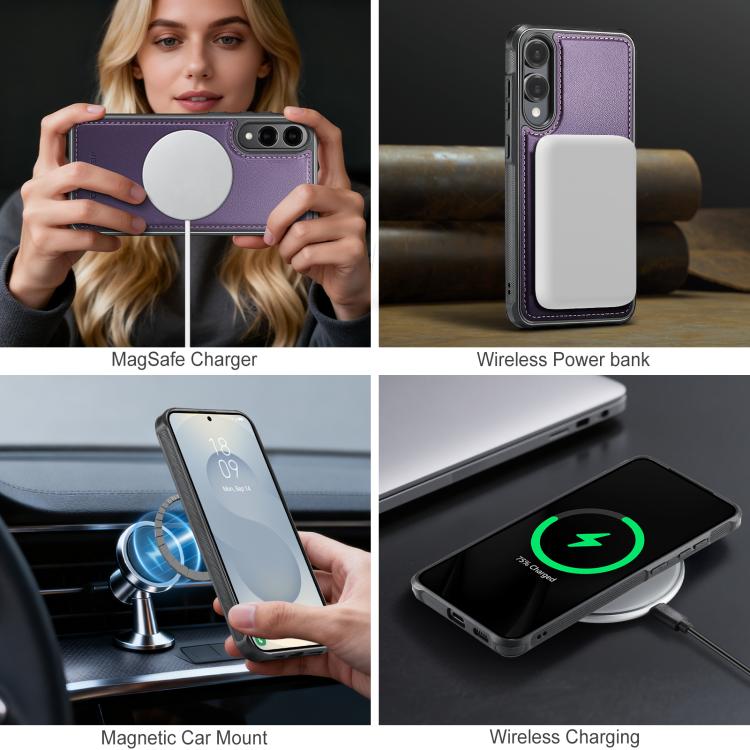 For Samsung Galaxy S25 Edge 5G JEEHOOD J10 Flip Card Bag MagSafe Split RFID Leather Phone Case