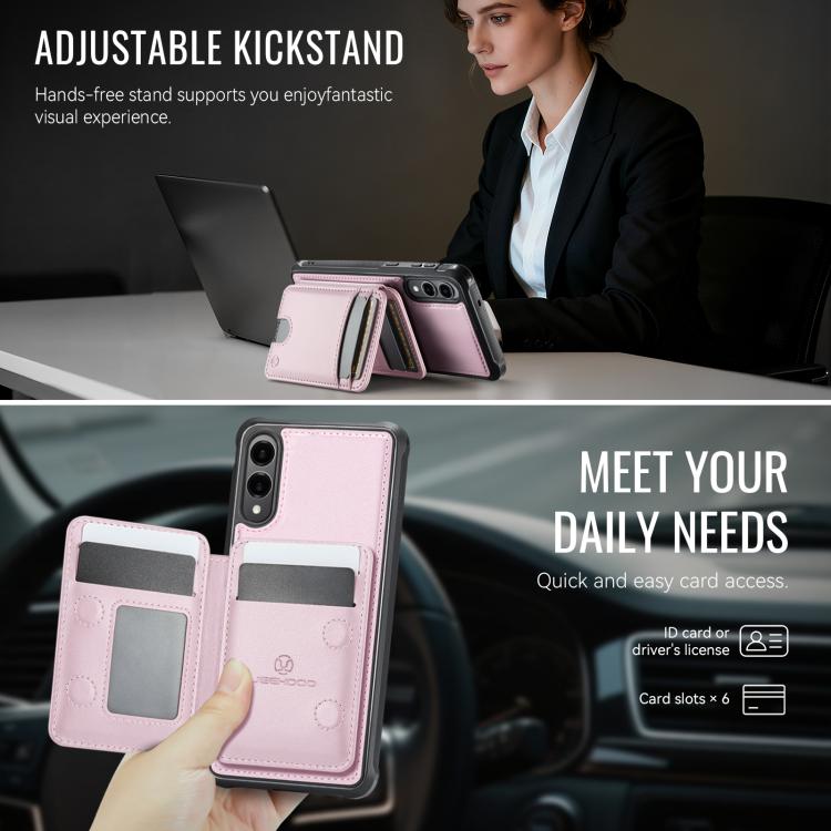 For Samsung Galaxy S25 Edge 5G JEEHOOD J10 Flip Card Bag MagSafe Split RFID Leather Phone Case