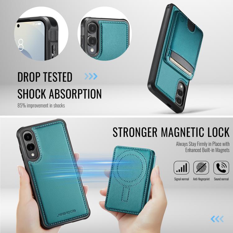 For Samsung Galaxy S25 Edge 5G JEEHOOD J10 Flip Card Bag MagSafe Split RFID Leather Phone Case