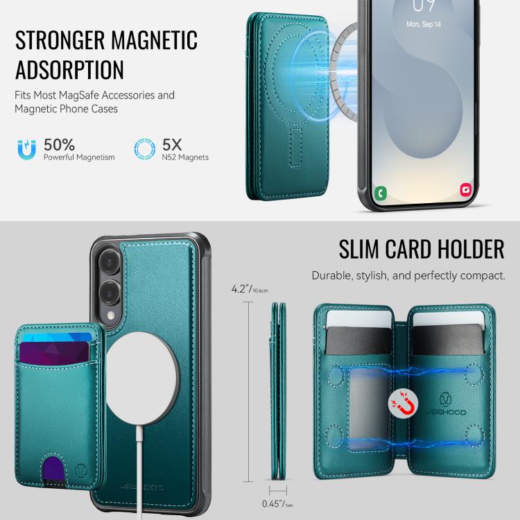 For Samsung Galaxy S25 Edge 5G JEEHOOD J10 Flip Card Bag MagSafe Split RFID Leather Phone Case