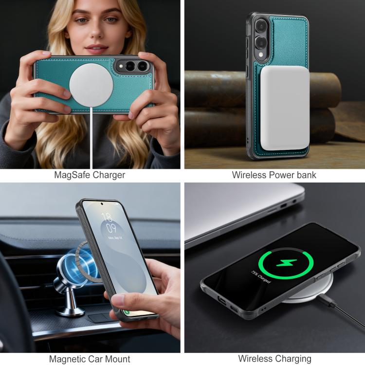 For Samsung Galaxy S25 Edge 5G JEEHOOD J10 Flip Card Bag MagSafe Split RFID Leather Phone Case