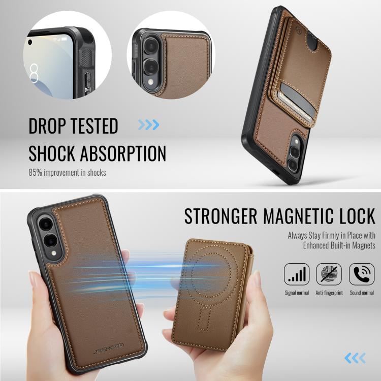 For Samsung Galaxy S25 Edge 5G JEEHOOD J10 Flip Card Bag MagSafe Split RFID Leather Phone Case