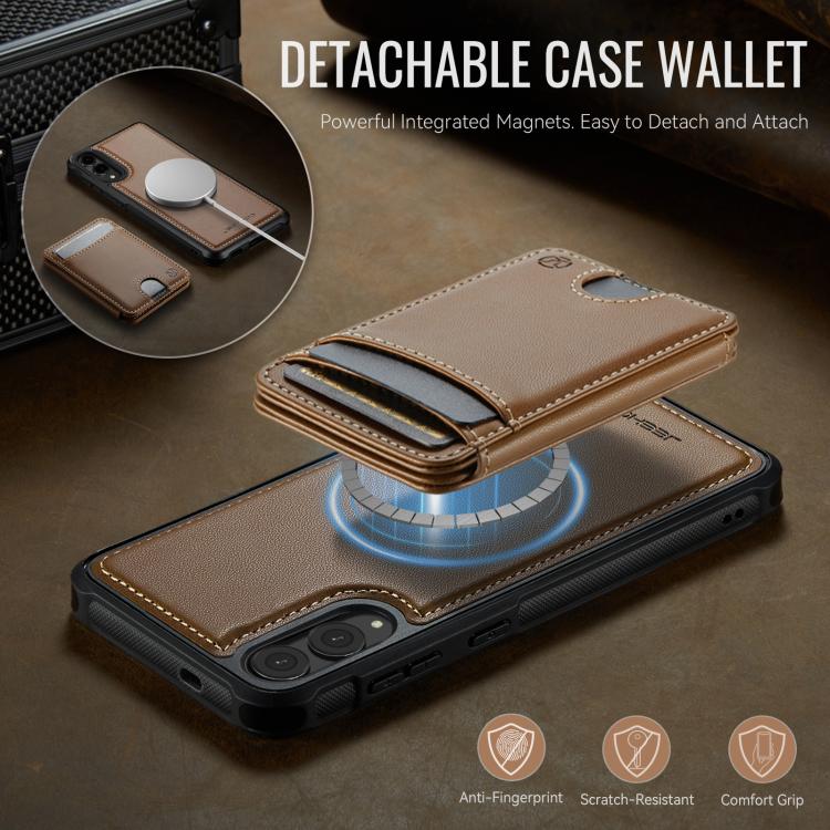 For Samsung Galaxy S25 Edge 5G JEEHOOD J10 Flip Card Bag MagSafe Split RFID Leather Phone Case