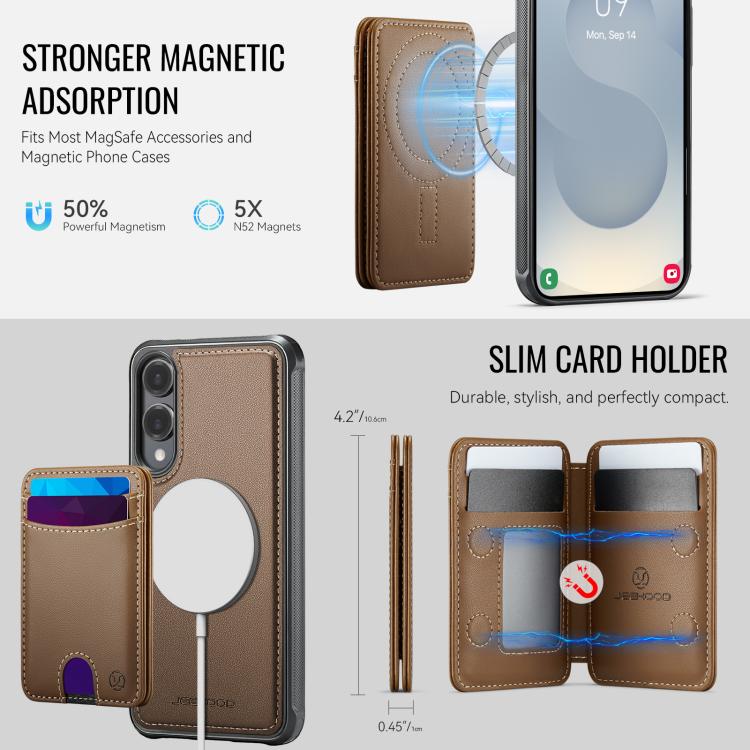 For Samsung Galaxy S25 Edge 5G JEEHOOD J10 Flip Card Bag MagSafe Split RFID Leather Phone Case