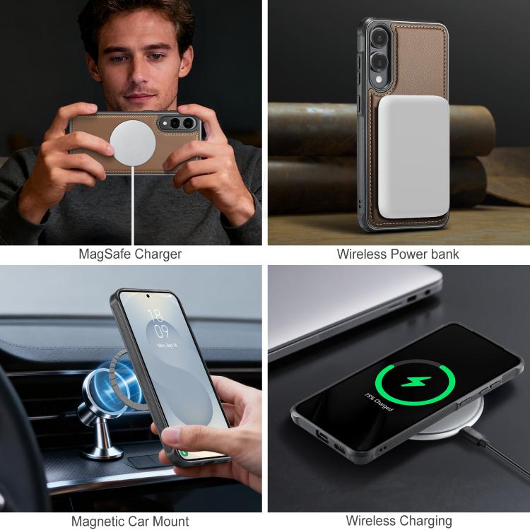For Samsung Galaxy S25 Edge 5G JEEHOOD J10 Flip Card Bag MagSafe Split RFID Leather Phone Case