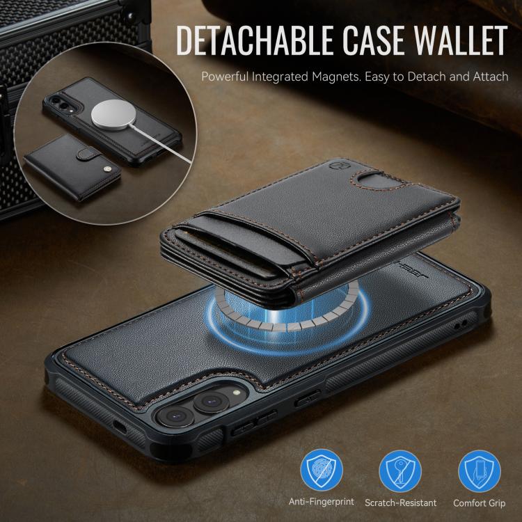 For Samsung Galaxy S25 Edge 5G JEEHOOD J10 Flip Card Bag MagSafe Split RFID Leather Phone Case