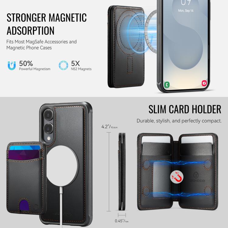 For Samsung Galaxy S25 Edge 5G JEEHOOD J10 Flip Card Bag MagSafe Split RFID Leather Phone Case