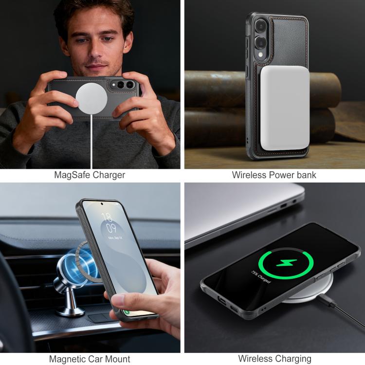 For Samsung Galaxy S25 Edge 5G JEEHOOD J10 Flip Card Bag MagSafe Split RFID Leather Phone Case