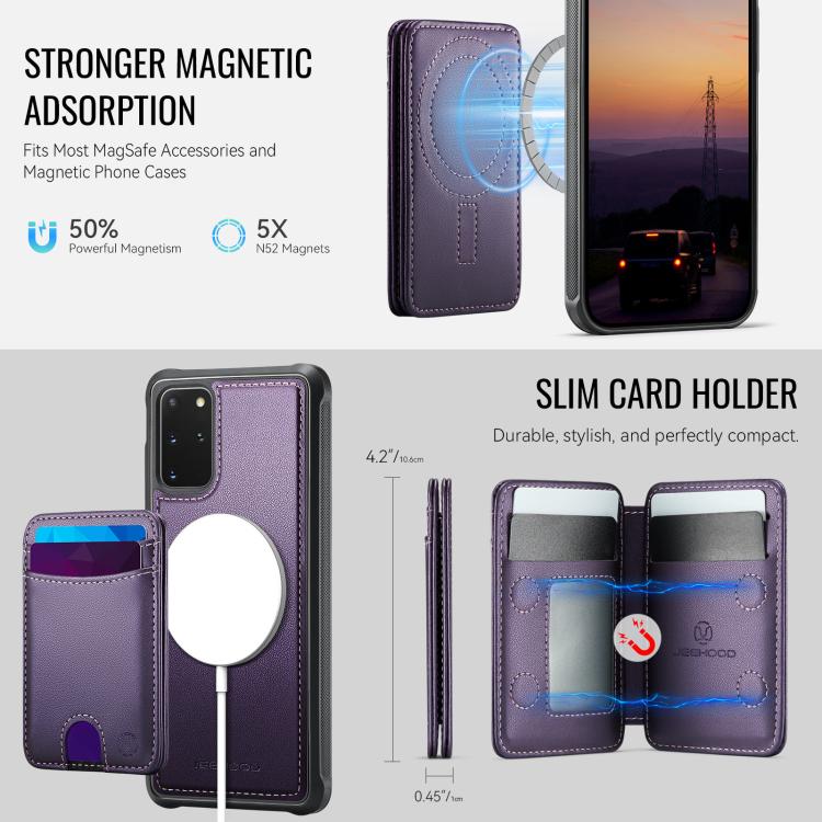 For Samsung Galaxy S20+ 5G JEEHOOD J10 Flip Card Bag MagSafe Split RFID Leather Phone Case
