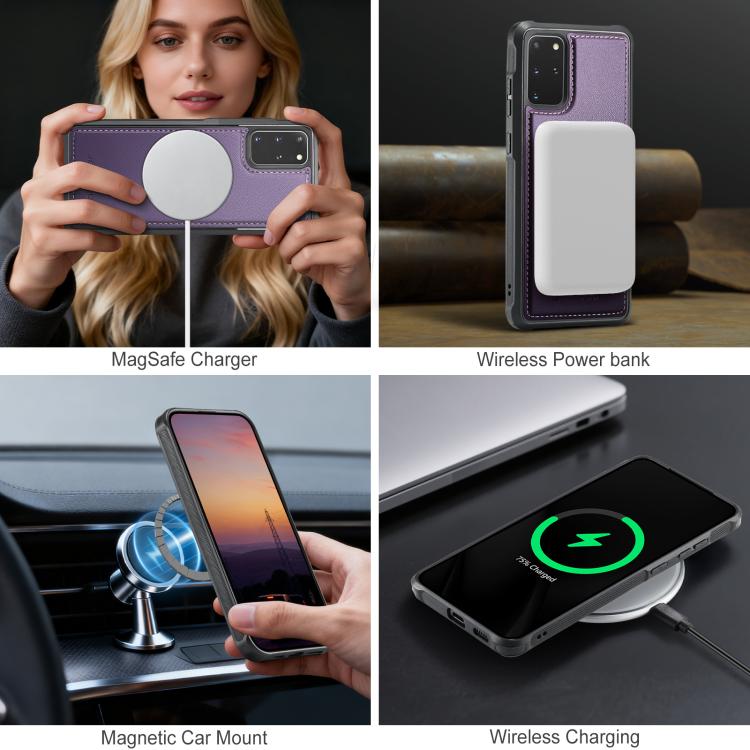 For Samsung Galaxy S20+ 5G JEEHOOD J10 Flip Card Bag MagSafe Split RFID Leather Phone Case